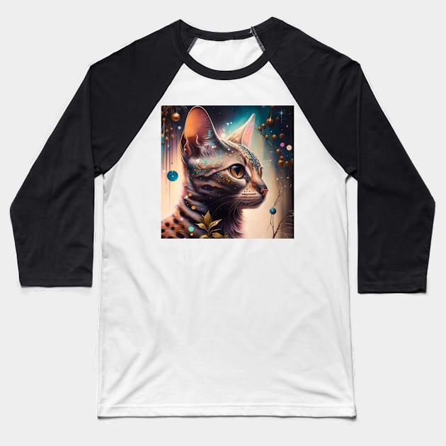 Bengal Cat In Magical World Baseball T-Shirt by Enchanted Reverie